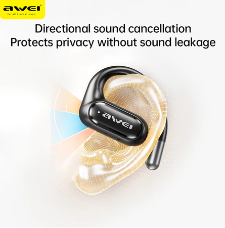 Awei T93 Open-Ear Bluetooth Earbuds Dual Bass Waterproof Liquid Silicone Sport Earphones With Mic