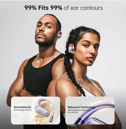 Awei T93 Open-Ear Bluetooth Earbuds Dual Bass Waterproof Liquid Silicone Sport Earphones With Mic
