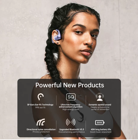 Awei T93 Open-Ear Bluetooth Earbuds Dual Bass Waterproof Liquid Silicone Sport Earphones With Mic