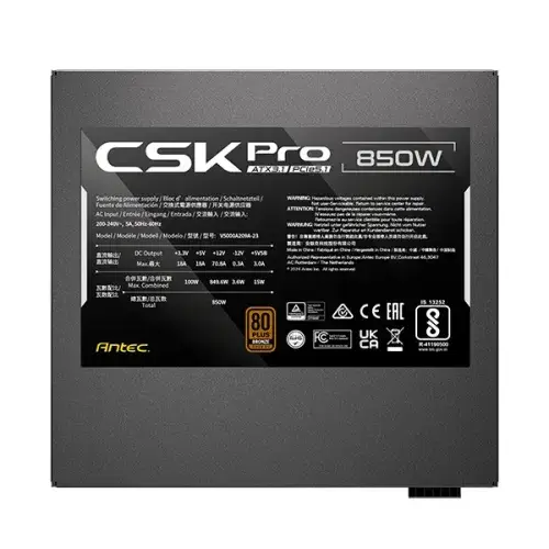 Antec CSK 850 PRO 850W ATX 3.1 & PCIE 5.1 80+ Bronze Semi-Modular Power Supply